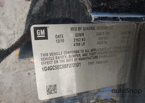 2011 Buick Lacrosse Cxl from USA, damaged, VIN 1G4GC5EC8BF272121